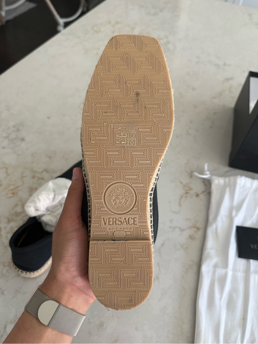 Versace Black Canvas Espadrille Flats with Medusa Emblem *Authentic* - Picture 3 of 6